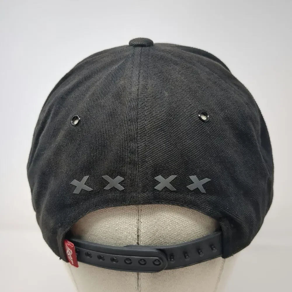 Fasthouse Snapback Hat Black One Size Skull Checkered Flag Cotton Graphic